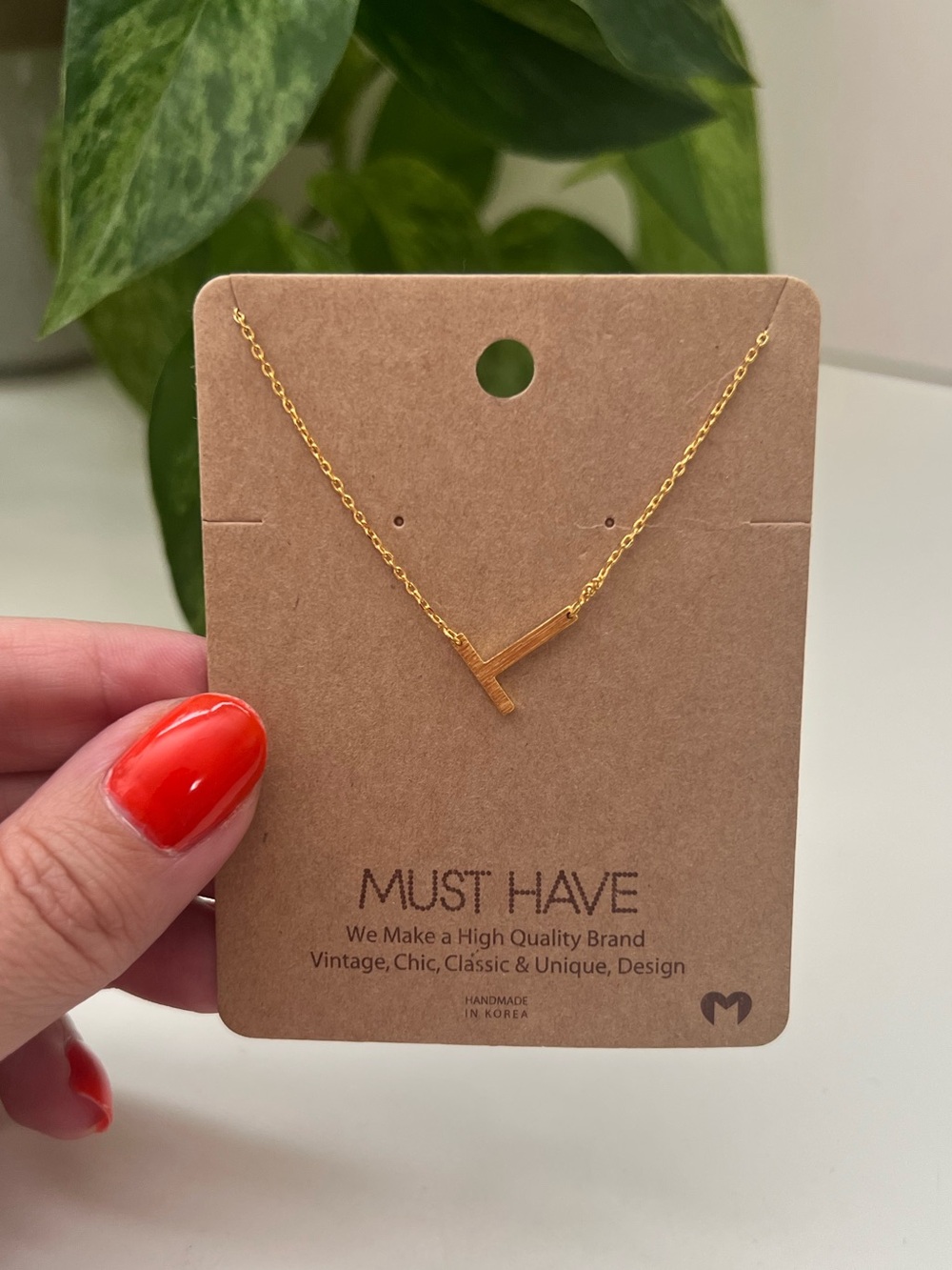 NEW Gold Plated ‘T’ Letter Initial Necklace, 17” Length